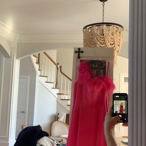 Feather one shoulder formal size ten.